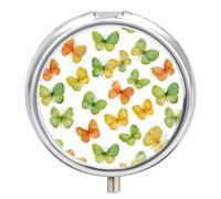 Colorful Butterfly Mini Pill Organizers Cute Round Pills Box Portable 3 Compartment Medicine Case Box for Travel