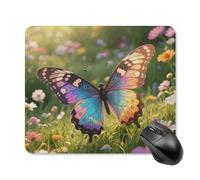 Colorful Butterfly Mouse Pad Square Mice Mat Waterproof Computer Mousepad with Non-Slip Rubber Base Wireless Mice Pad for Laptop Office Home Personalized Gaming Mousepad 25 * 30cm
