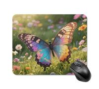 Colorful Butterfly Mouse Pad Square Mice Mat Waterproof Computer Mousepad with Non-Slip Rubber Base Wireless Mice Pad for Laptop Office Home Personalized Gaming Mousepad 20 * 25cm