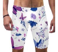 Colorful Butterfly Pattern Design Jammers for Men, Size S to 3XL Swim Jammer Swimsuit for Practice and Competition Swimming Multicolor