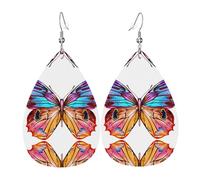 Colorful Butterfly Pattern earrings, leather earrings for women, suitable for parties and daily wear