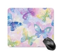 Colorful Butterfly Pattern Mouse Pad Square Laptop Mouse Mat Cute Computer Mousepad Keyboard Pad Non-Slip Desk Pads for Gaming Office Work Home 25 * 30cm