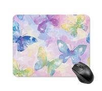 Colorful Butterfly Pattern Mouse Pad Square Laptop Mouse Mat Cute Computer Mousepad Keyboard Pad Non-Slip Desk Pads for Gaming Office Work Home 20 * 25cm