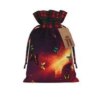 Colorful Butterfly Pattern Print Christmas Drawstring Gift Bags Large Xmas Present Storage Bag