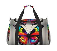 Colorful Butterfly Pattern Print Travel Foldable Waterproof Lightweight Carry On Luggage Bag with Shoulder Strap