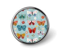 Colorful Butterfly Pattern Round Lapel Pin Button Brooch Pins Badge for Clothing Jewelry Accessories