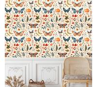 Colorful Butterfly Peel and Stick Wallpaper 0.52×3 m Patch of Flowers Removable Self Adhesive Contact Paper Thicken Waterproof Matte Wall Paper for Living Room Bedroom Wall Furniture Decorate