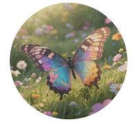 Colorful Butterfly Personalized Jigsaw Puzzles, 195Pcs Custom Wooden Jigsaw Puzzle Round Puzzle Gift Adult