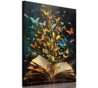 Colorful Butterfly Picture Vintage Book Art Prints Gold Butterfly Canvas Wall Art Aesthetic Books Poster Vintage Library Painting Book Lover Artwork Blue and Gold trendy Wall Art 16x24inch No Frame