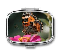 Colorful Butterfly Pill Box Travel Pill Organizer 2-Compartment with Mirror Design Portable Square Medicine Case for Vitamins, Jewelry & Essentials Durable Pocket Pillcase for Purse, Camping