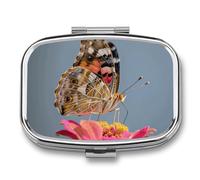 Colorful Butterfly Pill Box Travel Pill Organizer 2-Compartment with Mirror Design Portable Square Medicine Case for Vitamins, Jewelry & Essentials Durable Pocket Pillcase for Purse, Camping