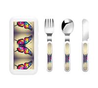 Colorful Butterfly Print Flatware Set 3 Pieces Knife Fork Spoon Handle