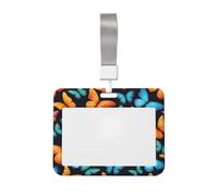 Colorful Butterfly Print Horizontal Card Badge Holder Appropriate for Teachers Students Doctors Office Staff