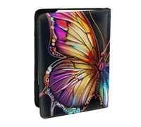 colorful butterfly print Printed Passport Holder - 6.5 x 4.5 Inch RFID Blocking Travel Wallet,Stylish Passport Cover,Lightweight Document Organizer for Cards