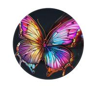 Colorful Butterfly Print Prints Round Mouse Pad 1 PCS,Non-Slip Rubber Base Mousepad Mouse Mat for Laptop Computer Office 7.9 x 7.9 Inch