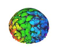 Colorful Butterfly Print Shower Cap - Reusable, Double Layer, Hotel Travel Essentials, Salon Shower Hat Accessories L