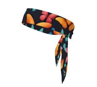 Colorful Butterfly Print Sport Head Ties Headbands Bandanas Workout Hair Band Athletic Sweatbands for Running Tennis