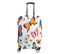 Colorful Butterfly Print Travel Luggage Cover Stretchable Airplane Suitcase Protector Sleeve Universal Washable Fit for 19-32 Inch Checked Baggage,Water Resistant Durable Luggage Protector X-Large
