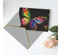 Colorful Butterfly Printed Blank Greeting Card-Christmas Card,Thank You Cards,Party Invitation Card Festival Greeting Cards & All Occasion Light Grey