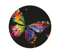 Colorful Butterfly Printed Coasters for Drinks, Leather Coaster Sets of 4, Funny Coffee Cup Coaster, Absorbent Coaster for Home and Office Kitchen Bar Round Shape