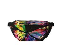 Colorful Butterfly Printed Waist Bag Adjustable Bum Bag Lightweight Travel Waist Fanny Pack Belt for Walking Cycling Hiking Travel