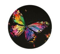 Colorful Butterfly Prints Round Mouse Pad 4 PCS,Non-Slip Rubber Base Mousepad Mouse Mat for Laptop Computer Office 7.9 x 7.9 Inch