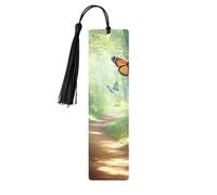 Colorful Butterfly Red Mushroom Forest Double-Sided Printed Wooden Bookmarks 5pcs, Women Presents for Book Lovers Cool Notebook Accessories Birthday Presents for Men(5 Piece Set)