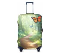 Colorful Butterfly Red Mushroom Forest Elastic Travel Luggage Cover Suitcase Protector, Print Suitcase Baggage Cover Anti-Scratch