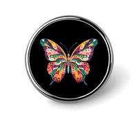 Colorful Butterfly Round Badge Pin Metal Memorial Brooch Button Lapel Pins for Backpack Wedding