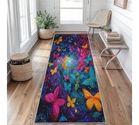 Colorful Butterfly Runner Rug 60 x 220 cm Long Washable, Swirl Carpet Runners for Hallway Non Slip, Kitchen Entryway Hall Bedroom Decor, Soft Low Pile