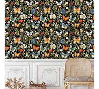 Colorful Butterfly Self Adhesive Wallpaper Patch of Flowers Contact Paper Peel and Stick Wallpaper Thicken Waterproof Matte with Sticky Back Canvas Wall Cabinets Furniture Stickers Decorate 0.45×20 m