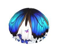 Colorful Butterfly Shower Cap Reusable Waterproof Shower Bonnet for Women Men Elastic Band Bath Hair Hat Double Layered Washable Bath Cap for All Hairstyles, Travel-Friendly