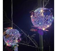 Colorful Butterfly Solar Light, Garden Hanging Solar Light, Round Ball Light with Butterfly with Waterproof Weaving Lamp Garden Decoration Decorative Nightlight (4 Colours Light)