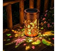 Colorful Butterfly Solar Lights Outdoor Garden, Waterproof Solar Lanterns for Outside Hanging Lanterns Lights Outdoor Garden Ornaments Gifts for Women Mom Grandma Garden Solar Lantern for Patio Yard