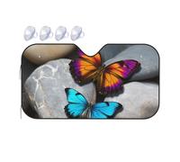 Colorful Butterfly Stone Car Windshield Sun Shade Foldable Car Front Window Sunshade for Sun, Heat and UV Rays, Auto Sun Blocker Visor Protector for Cars, SUVs Small