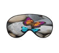 Colorful Butterfly Stone Eye Mask with Adjustable Strap Soft Breathable Sleep Mask for Home Office Travel Airplane Light Blocking Comfortable Eye Covers for Women Men