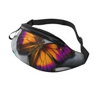 Colorful Butterfly Stone Fanny Pack for Men Women, Waterproof Sports Waist Bag Fashion Belt Bag Crossbody Bags Hip Bum Bag with Adjustable Strap Large Sling Bag Purse for Travel Hiking