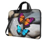 Colorful Butterfly Stone Laptop Bag, Computer Briefcase Gifts for Men Women, 360 Protective Laptop Shoulder Bag, Black, 14 inch