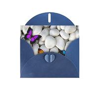 (Colorful Butterfly Stone) Printed Blank Greeting Cards With Blue Colored Envelopes for All Occasions,Birthdays,Thank You,Gifts,Weddings, Etc.