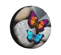 Colorful Butterfly Stone Spare Tire Cover Waterproof Dustproof Car Wheel Protectors Portable Spare Tire Cover Universal Fit for