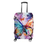Colorful Butterfly Suitcase Covers Luggage Protector - Travel Elastic Baggage Case Protective, Washable Anti-scratch Large Suit Case Cover for Suitcases Fits 19-32 Inch Luggages, white, M, Flower and