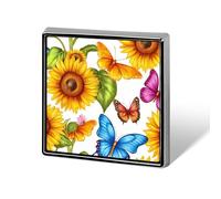 Colorful Butterfly Sunflowers Square Brooch Metal Pin Badges Fashion Lapel Pins Jewellery Unisex
