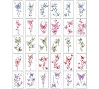 Colorful Butterfly Tattoo Stickers, Multi-Color Aesthetic Small Fresh Butterfly Clavicle Arm Ankle Scar Cover Stickers