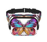 Colorful Butterfly Unisex Adjustable Waist Square Double Layer Waist Pack for Outdoor Activities Travelling Running Hiking