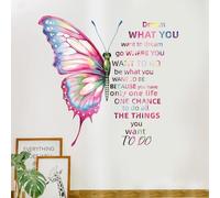 Colorful Butterfly Wall Stickers Inspirational Quotes Wall Sticker Vinyl Butterfly Wall Art Stickers Mental Health Positive Saying Wall Sticker for Kids Classroom Bedroom Wall Decor (B)