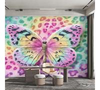 Colorful Butterfly Wallpaper, Abstract Leopard Print Wall Mural for Living Room, Bedroom, Non-Woven Wall Papaer Decoration, Photo Wallpaper & Home Decor, 400x280 cm (WxH) K-MZ&26