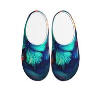 Colorful Butterfly Women's Slippers Flannel House Slippers for Men Fantasy Non-Slip Warm Winter Shoes for Indoor Outdoor UK 8-9