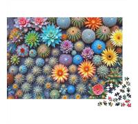 Colorful Cactus Garden 1000 Piece Puzzles Beautiful View Cactus & Flower Pattern Wall Decoration Educational Game Gifts Puzzles for Adults Jigsaw Puzzles for Adults 70x50cm/1000pcs