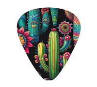 Colorful-Cactus-Pattern 12 Pack Guitar Picks With 3 Thicknesses And Storage Box, Abs Plectrums For Electric Bass Guitar Players