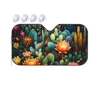Colorful Cactus Pattern Car Windshield Sun Shade Foldable Car Sun Shade Front Windshield Sunshade Windshield Cover Reflective Sun Visor Keep Your Vehicle Cool for Most Sedans SUV Truck